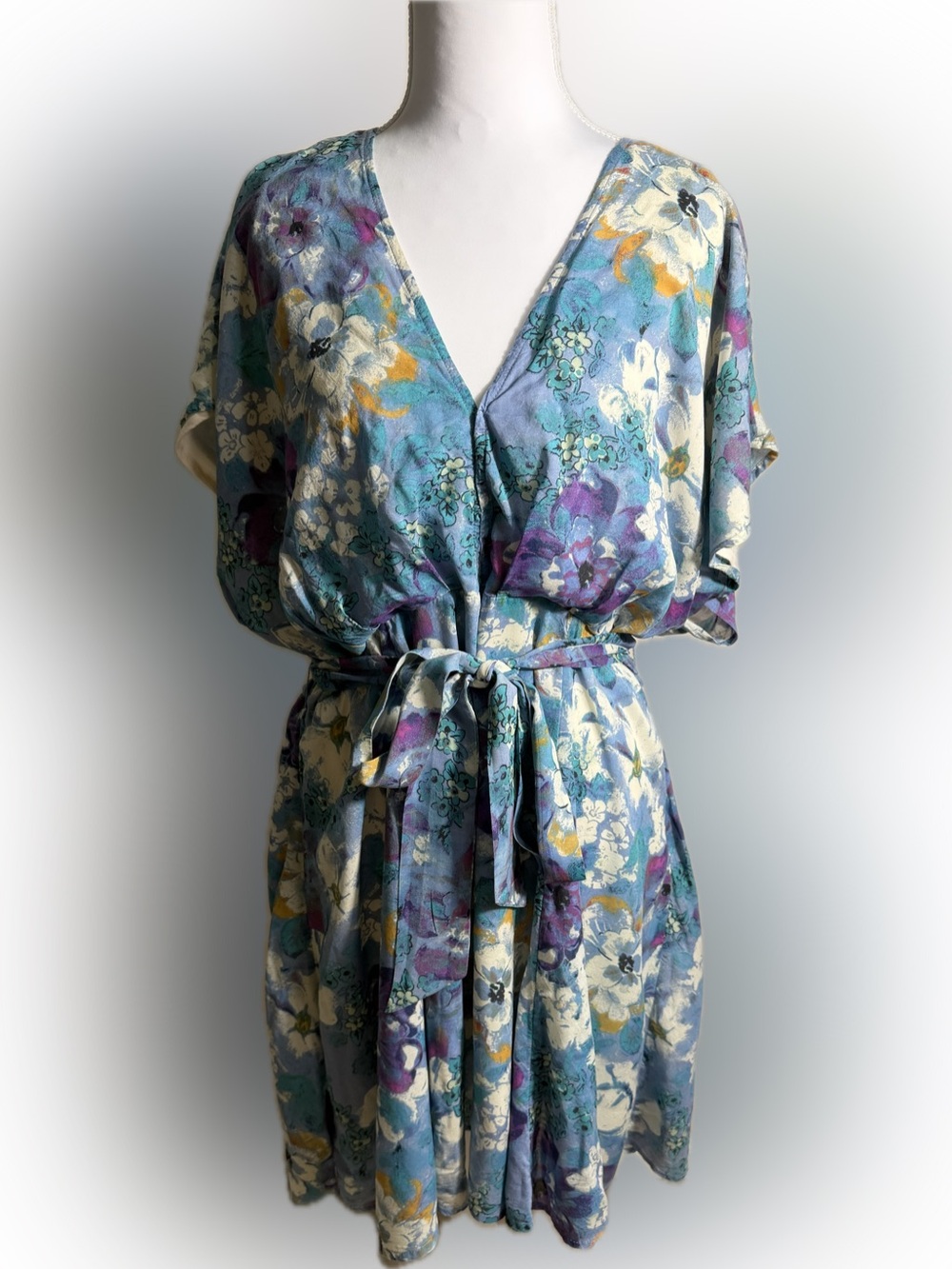 Free People Freddie Tie Mini Dress Nighttime Combo Floral Boho Size XL